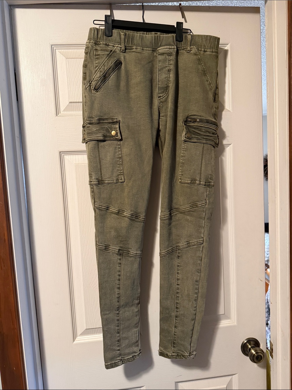Grace & Lace Olive Green Slim Cargo Jeans